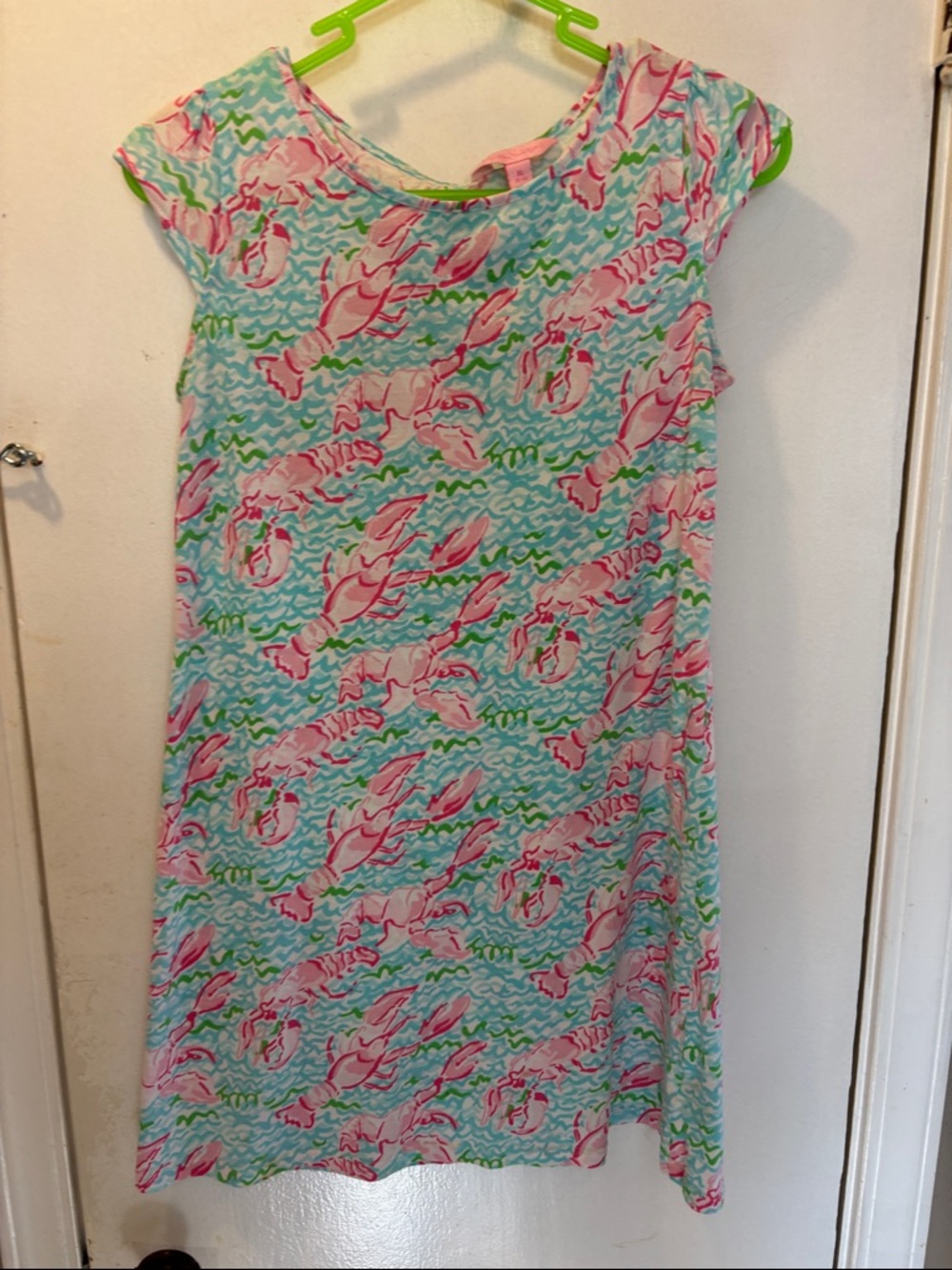 Lilly Pulitzer girls XL 10-12 Pink Lobster Print Shift Dress 26-121-10